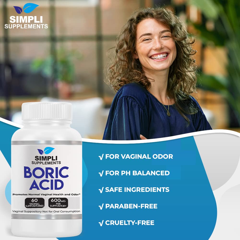 Simpli Supplements 60 Boric Acid Suppositories - Modern Support & Ancient Remedy - Scientifically Simpli SupplementsAu supplements