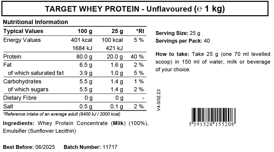Whey Protein Powder | Unflavoured | Target Whey Protein by ROS Nutrition | 1 Kg | 40 Servings ROS NutritionAu supplements