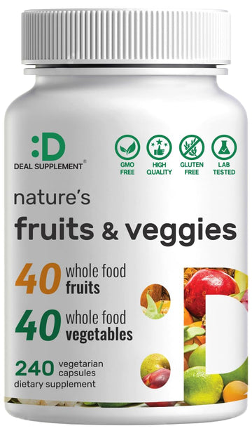 Nature’s Fruits & Veggies Supplement, 240 Veggie Capsules – 80 Whole Food Superfoods for Daily Balance – 40 Fruits with 40 Vegetables and Greens – Non-GMO, Gluten Free DEAL SUPPLEMENTAu supplements