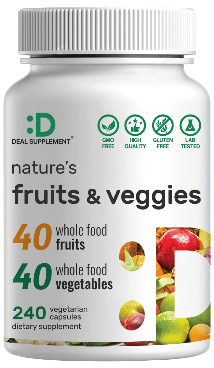 Nature’s Fruits & Veggies Supplement, 240 Veggie Capsules – 80 Whole Food Superfoods for Daily Balance – 40 Fruits with 40 Vegetables and Greens – Non-GMO, Gluten Free DEAL SUPPLEMENTAu supplements