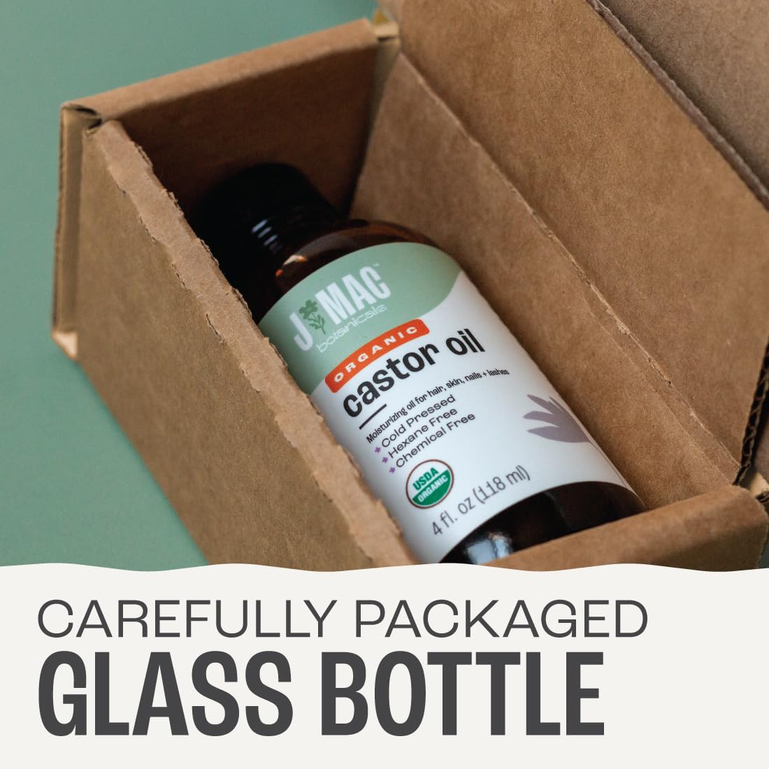 J MAC BOTANICALS Organic Castor Oil Cold Pressed (Glass Bottle, 4 oz ) J MAC BOTANICALSAu supplements