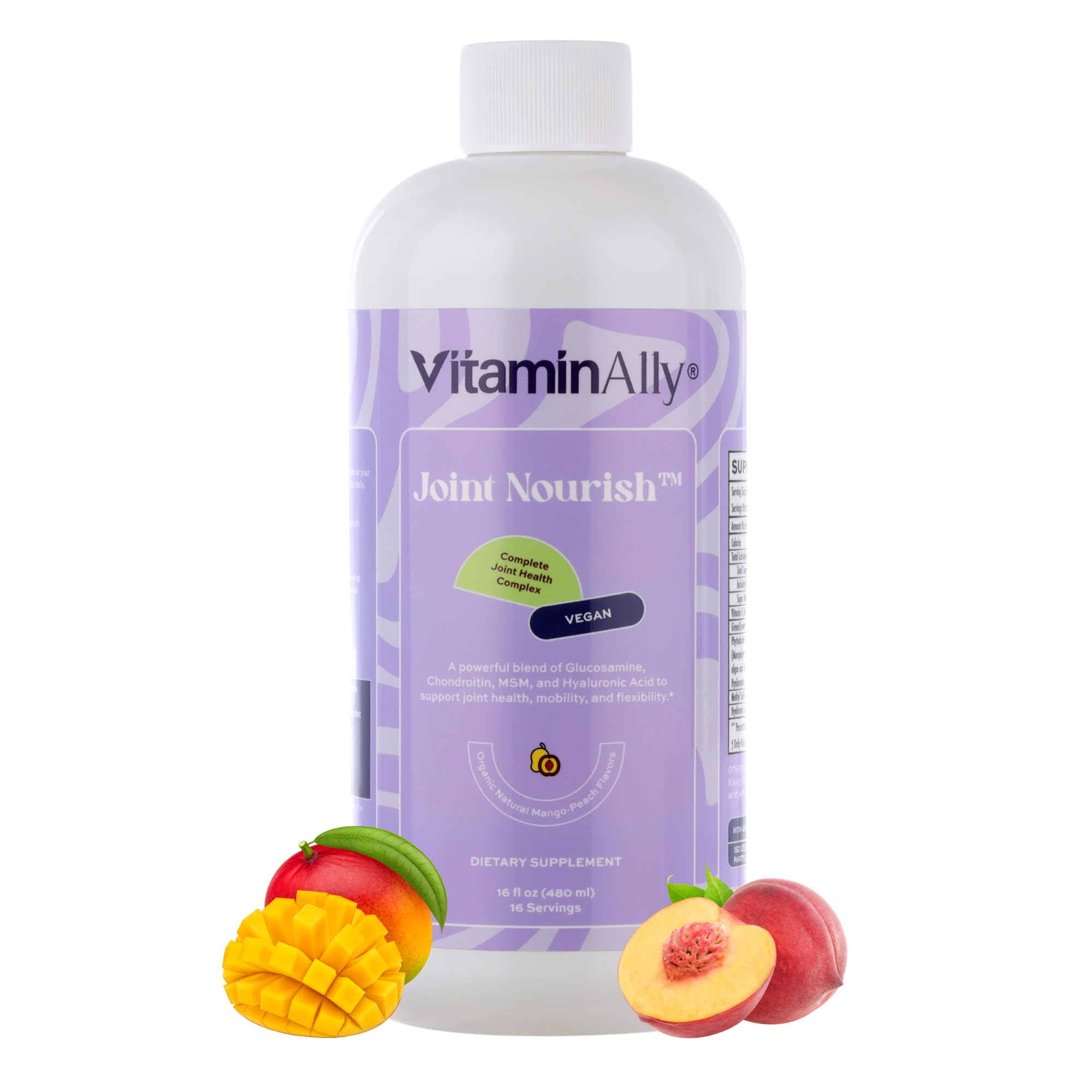 Joint Nourish – 100% Vegan Liquid Joint Supplement | Vegan Glucosamine, Chondroitin, MSM, Hyaluronic Acid & Vitamin C | Mango-Peach | Supports Joint Mobility, Cartilage & Skin | Sugar-Free,16 Servings VitaminallyAu supplements