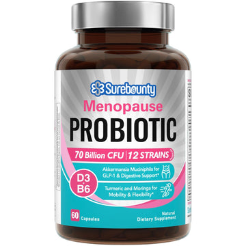 Surebounty Menopause Probiotic Supplement for Women, 70 Billion CFU, with Akkermansia Muciniphila, Vitamins B6 & D3, Botanicals, for Hormone Balance, Hot Flashes, Night Sweats, Gut Health, 60 Capsules SurebountyAu supplements