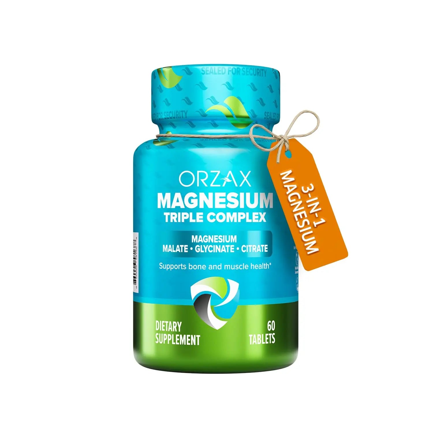 ORZAX Magnesium Triple Complex | Magnesium Glycinate, Citrate, Malate | Vegan, Gluten Free, Dairy Free, Halal | 200 mg of Triple Complex Magnesium for Muscles & Energy for Women and Men | 60 Tablets ORZAXAu supplements