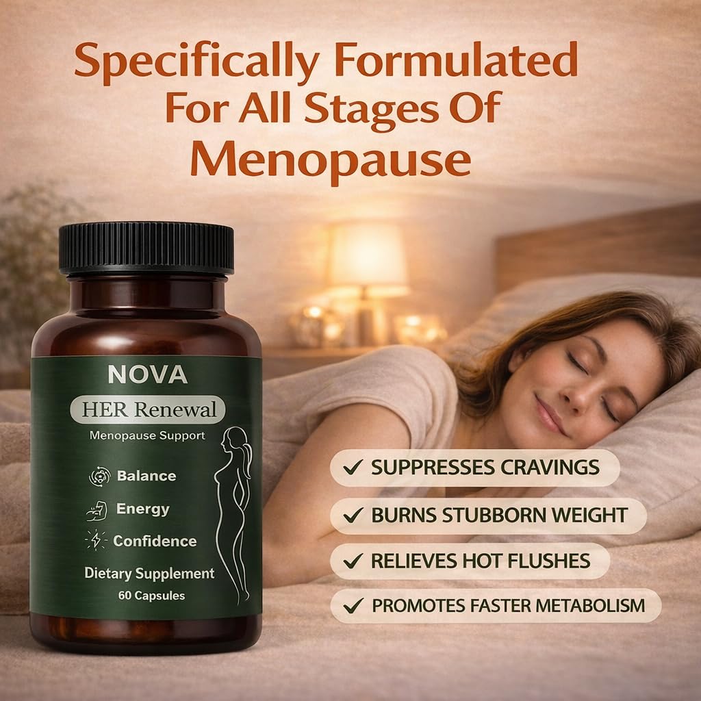 DFTLUUE NOVA Menopause Relief Support for Her - Probiotic Estrogen Balance Formula with Curcuminoids & Botanical Extracts – Supports Hormonal Balance, Comfort & Daily Well-Being – 60 Capsules (1) DFTLUUEAu supplements