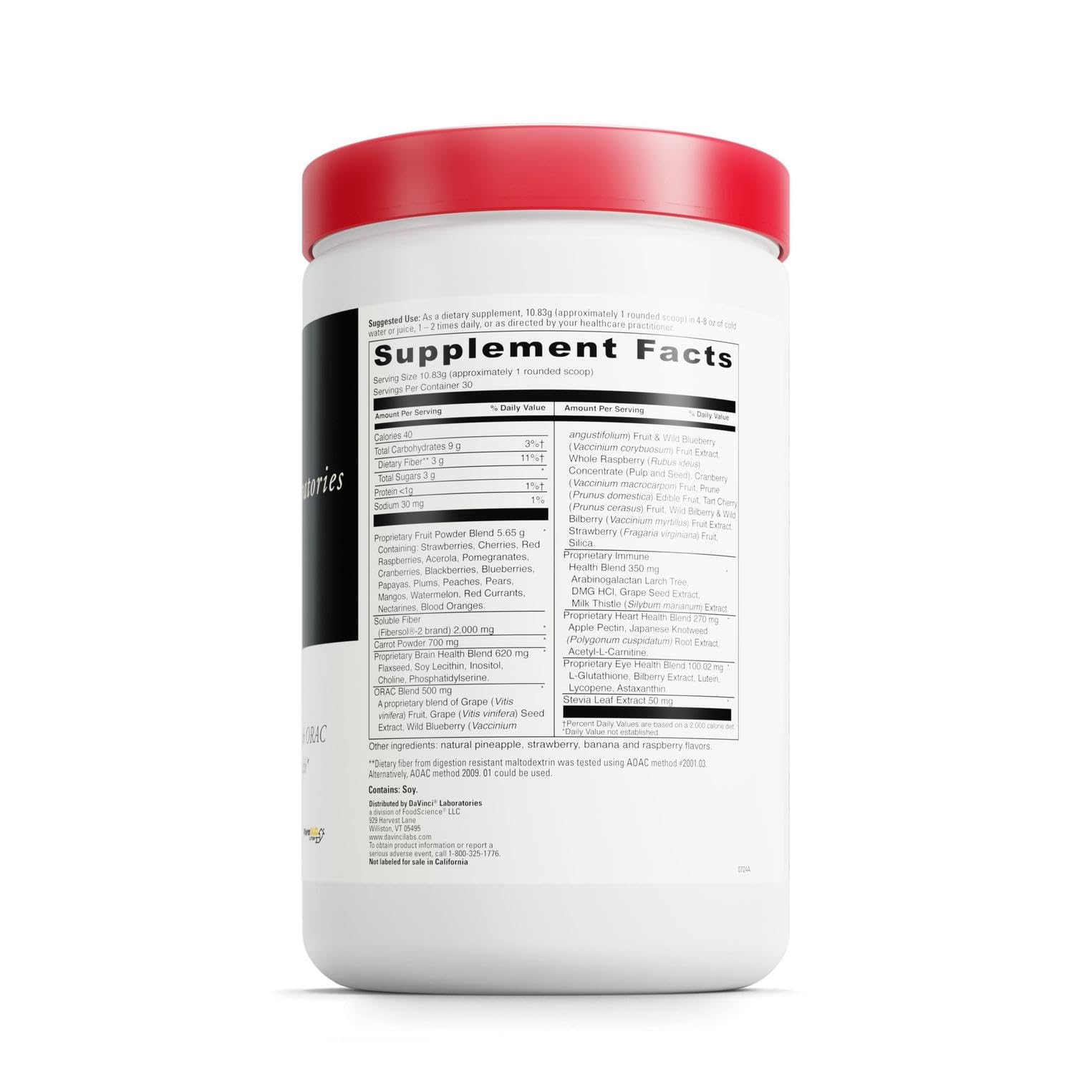 DAVINCI Labs Spectra Reds - Drink Mix Supplement for Antioxidant Health* - Immune & Liver Health Aid with Grape Seed Extract* - Powder Supplement Supports Eye & Heart Health* - 30 Servings (324.9 g) DAVINCIAu supplements