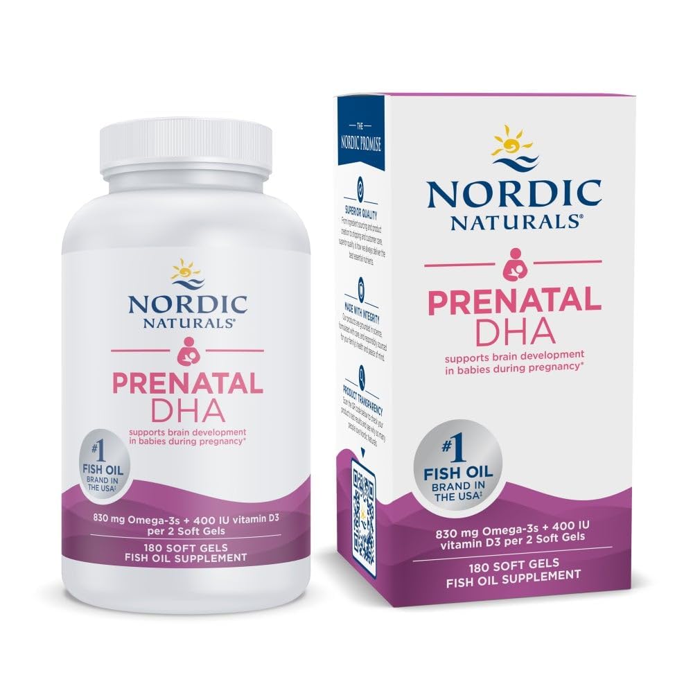Nordic Naturals Prenatal DHA, Unflavored - 830 mg Omega-3 + 400 IU Vitamin D3-180 Soft Gels - Supports Brain Development in Babies During Pregnancy & Lactation - Non-GMO - 90 Servings Nordic NaturalsAu supplements