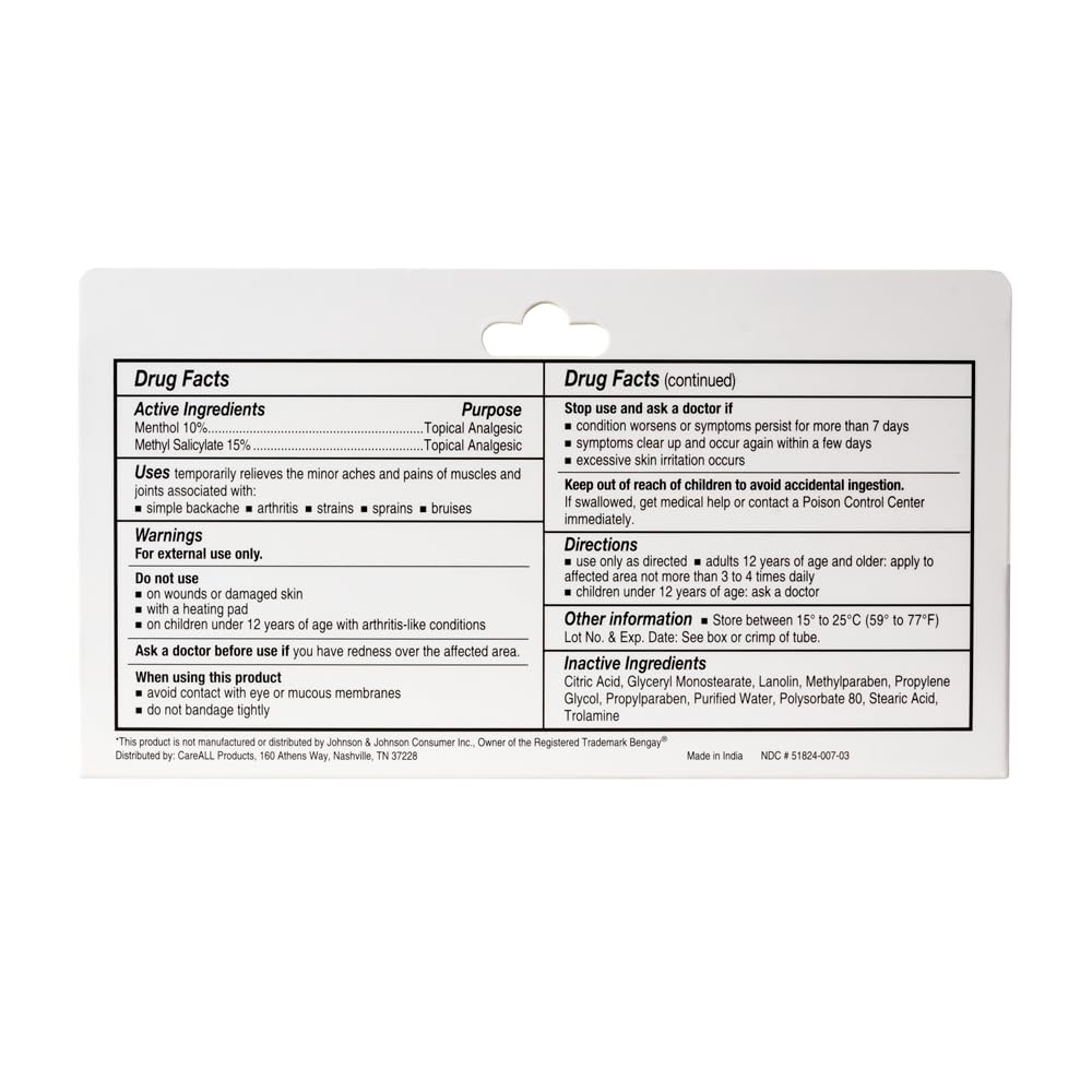CareAll Muscle Rub Non-Greasy Cream 3.0 oz. Ultra Strength. Relief from Minor Aches and Pains in Muscles and Joints. 10% Menthol & 15% Methyl Salicylate CareAllAu supplements