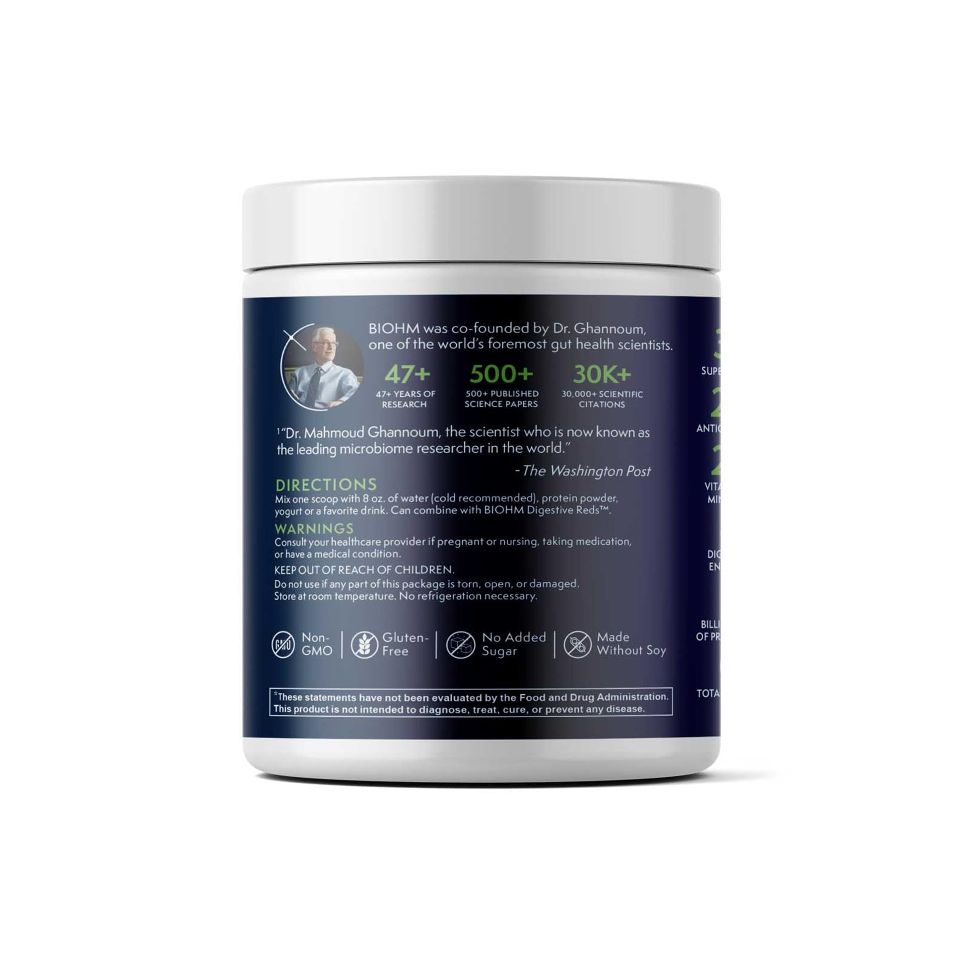 BIOHM Digestive Greens, Green Superfood Powder (7.4 Oz, 30 Servings) Immune & Gut Health Support with Antioxidants, Vitamins, Probiotics & Enzymes, Good Source of Fiber, Berry Flavor BIOHMAu supplements