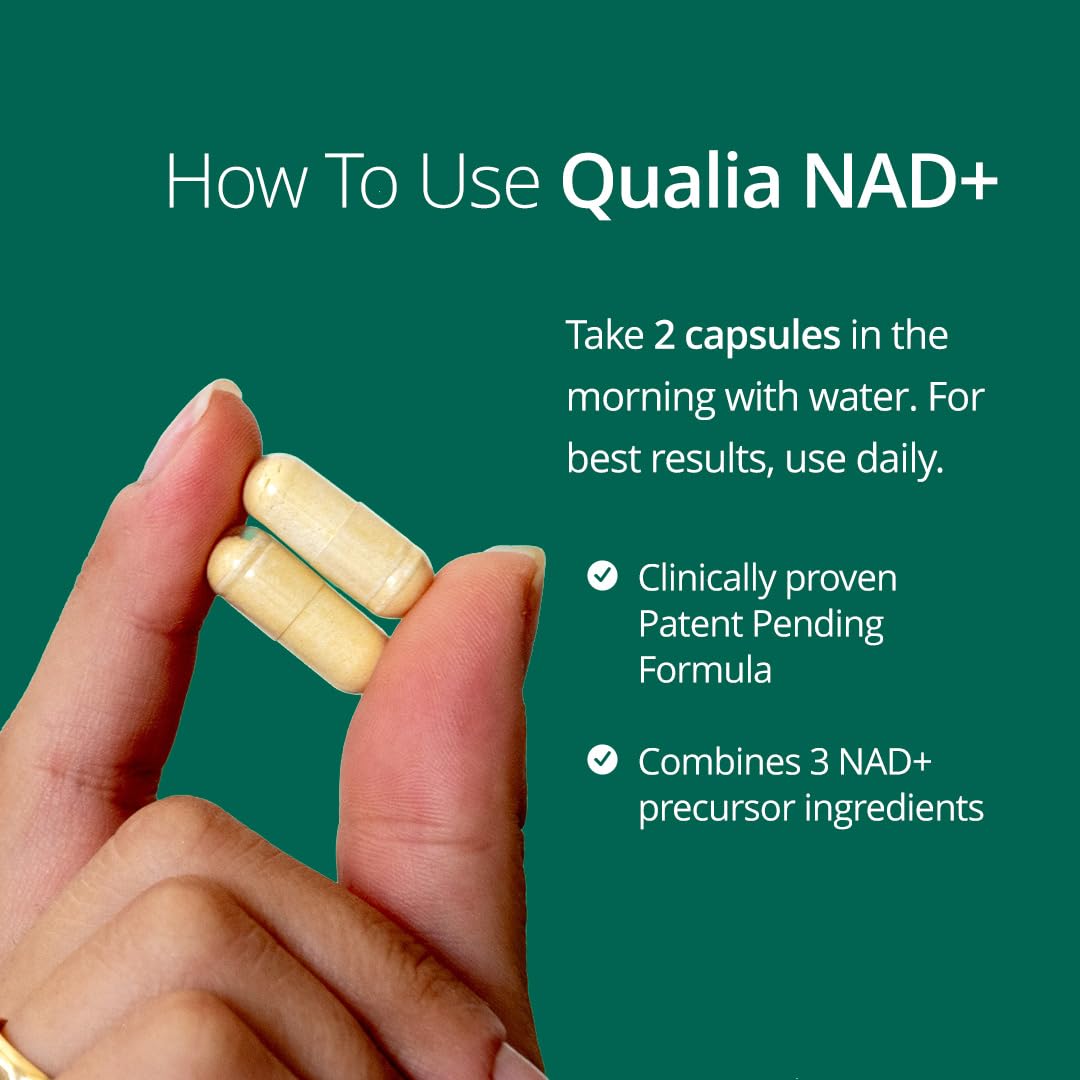 Qualia NAD Supplement — Clinically Proven to Boost NAD+ up to 67%. Optimized Aging, Energy, Focus. Elite NAD+ Booster Ingredients Nicotinamide Riboside (NIAGEN), Niacin, Niacinamide (1 Month Supply) QUALIA LIFE SCIENCESAu supplements