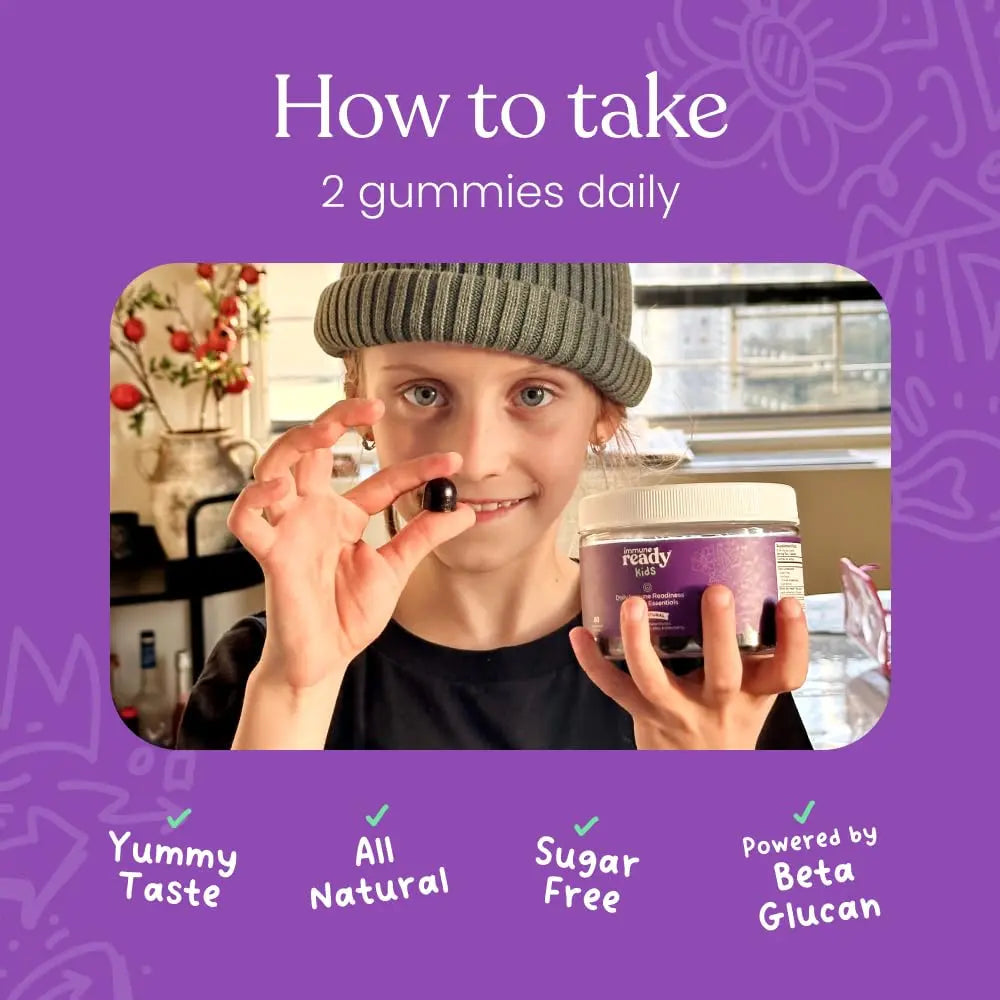 Immune Ready™ Kids Multivitamin Gummies – Mixed Berry Flavor – Sugar-Free Daily Kids Immune Support with Beta Glucan, Elderberry Immune ReadyAu supplements