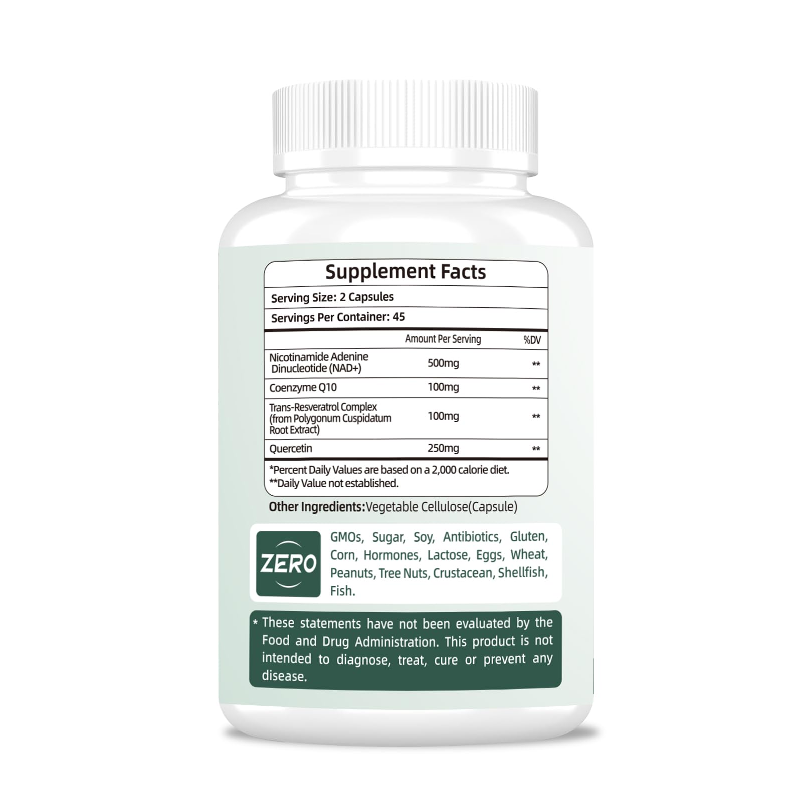 NAD Supplement 500mg, Pure Organic NAD+ Supplement for Women & Men, NAD+ with Trans-Resveratrol & CoQ10 & Quercetin for Cellular Energy & Healthy Aging, NMN Alternative (90 Vegan Caps) VitaHarborAu supplements