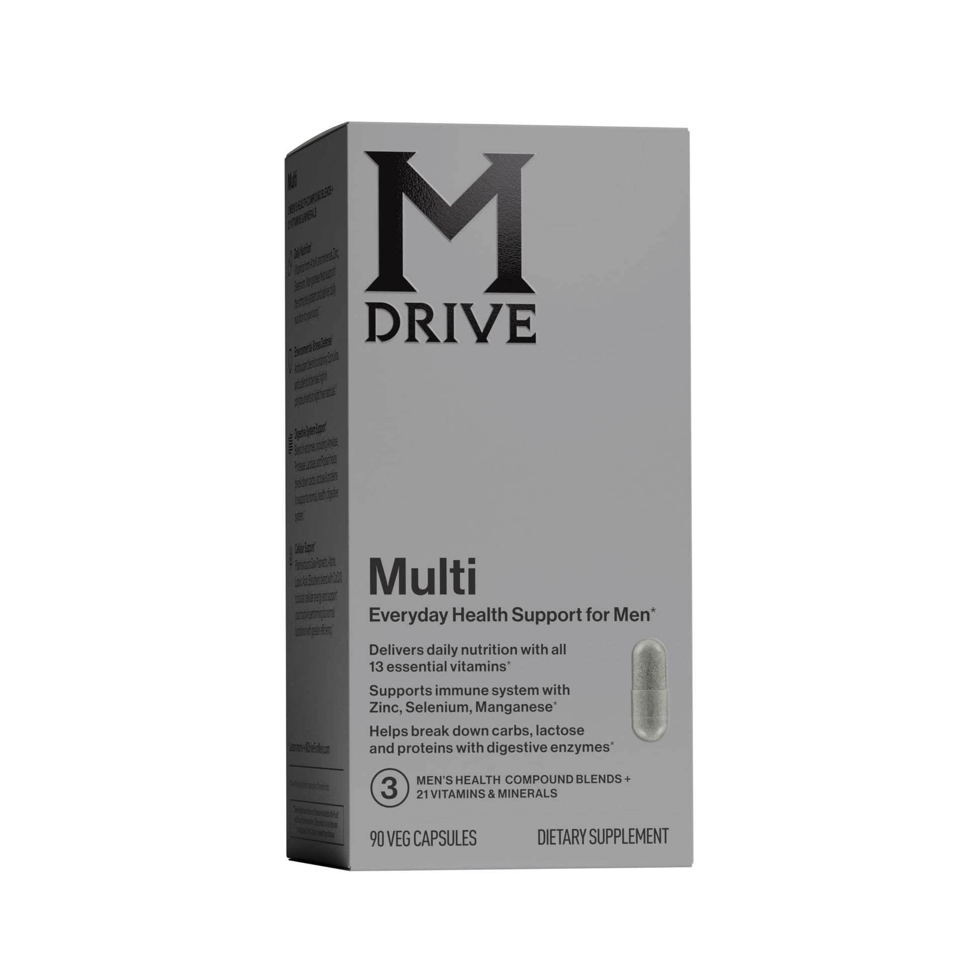 Mdrive Multivitamin for Men, Daily Multivitamin - Immune Health Support from Zinc, Selenium, Manganese & Vitamin D, Enzymes for Digestive Support, CoQ10 for Energy and Vitamin K2, 90 Capsules MdriveAu supplements