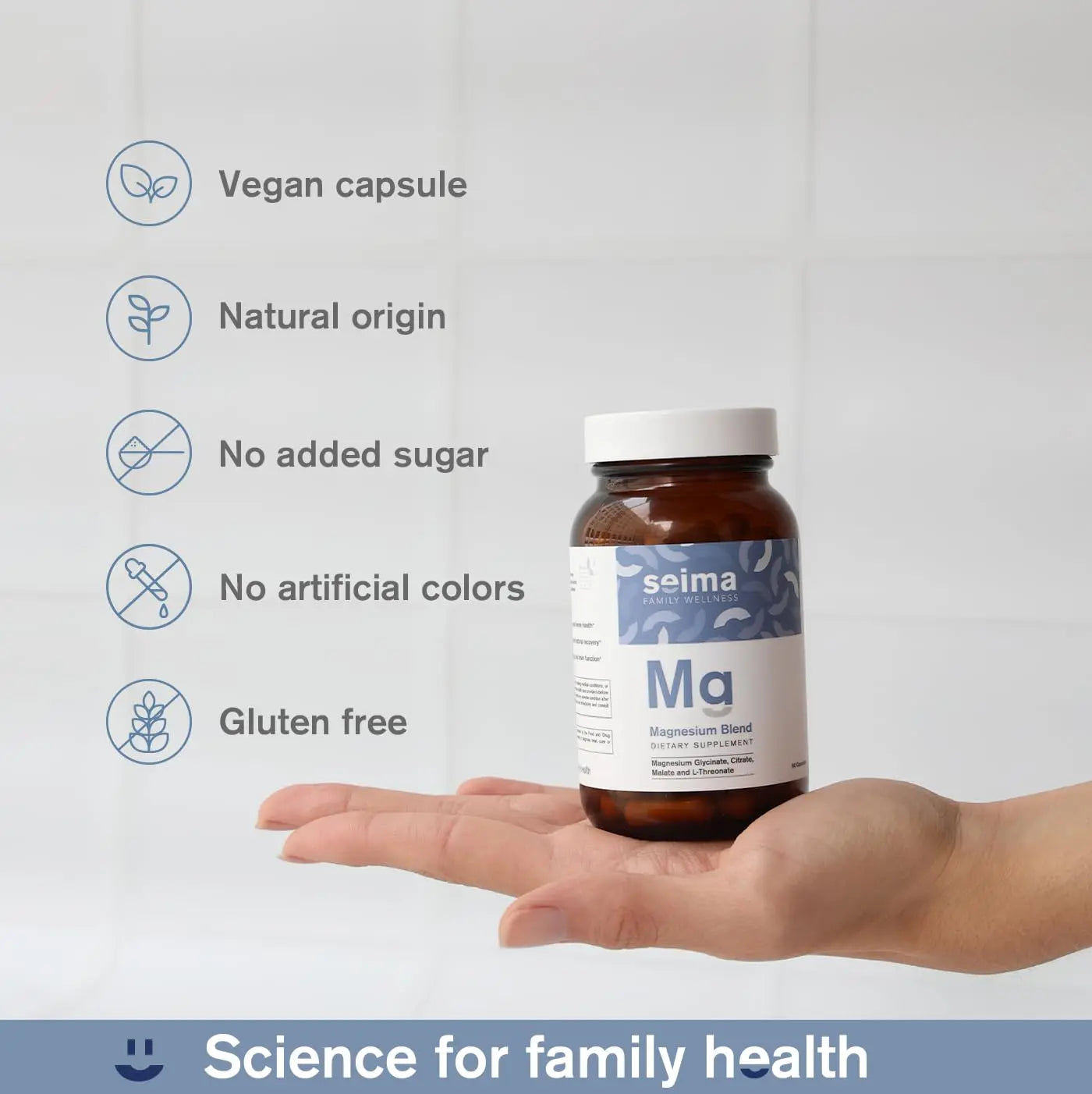 SEIMA - 4-in-1 Magnesium Complex – 1200 mg with Glycinate, Citrate, L-Threonate and Malate – Sleep, Stress Relief, Muscle Recovery, Energy and Well-Being for Women and Men, 90 Capsules Seimanz supplements