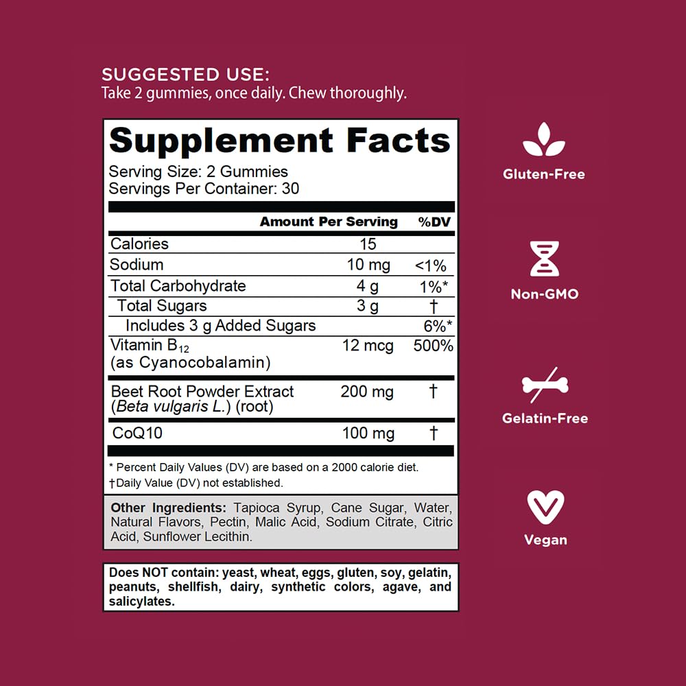 Goli Nutritional Supplement, Beets Cardio Gummy - 60 Count - CoQ10 & Beet Root Extract GoliUS supplements