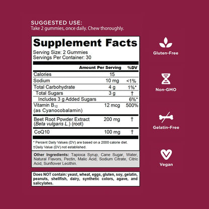 Goli Nutritional Supplement, Beets Cardio Gummy - 60 Count - CoQ10 & Beet Root Extract GoliUS supplements