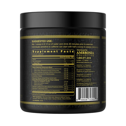 Ambrosia Kinetic Organic Preworkout, Mushroom Enhanced Natural Pre Workout Supplement AmbrosiaUS supplements