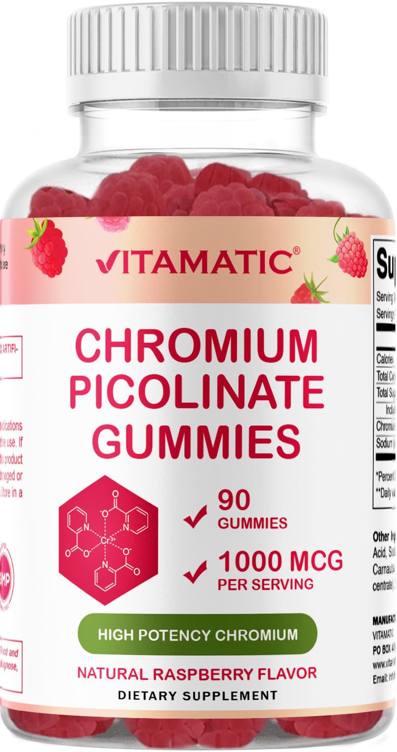 Vitamatic Chromium Picolinate 1000 mcg - 90 Gummies - High Potency Chromium VitamaticUS supplements