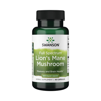 Swanson Lion's Mane Mushroom Capsules - 500 mg Each, 60 Capsules SwansonUS supplements