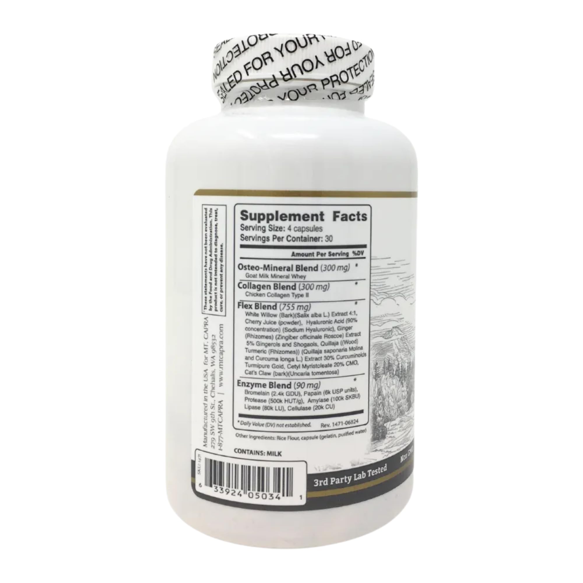 CapraFlex by Mt. Capra | Bone and Joint Support Supplement with Chicken Collagen, Hyaluronic Acid, Turmeric, and Herbs for Joint Vitality | 30 Servings - 120 Capsules Mt CapraAu supplements