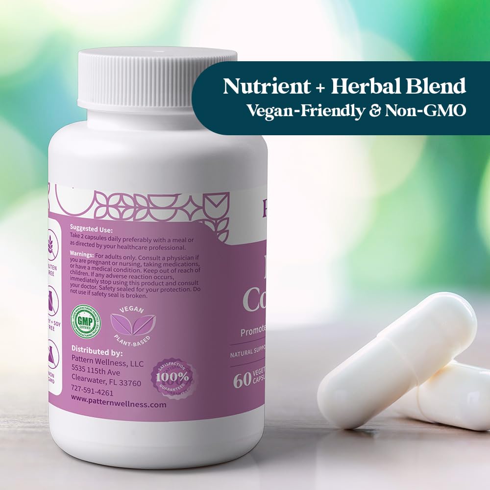 Pattern Wellness PMS Complex – Monthly Cycle Wellness Support – with Vitamin B6, Magnesium & Herbal Extracts – 60 Vegan Capsules Pattern WellnessAu supplements