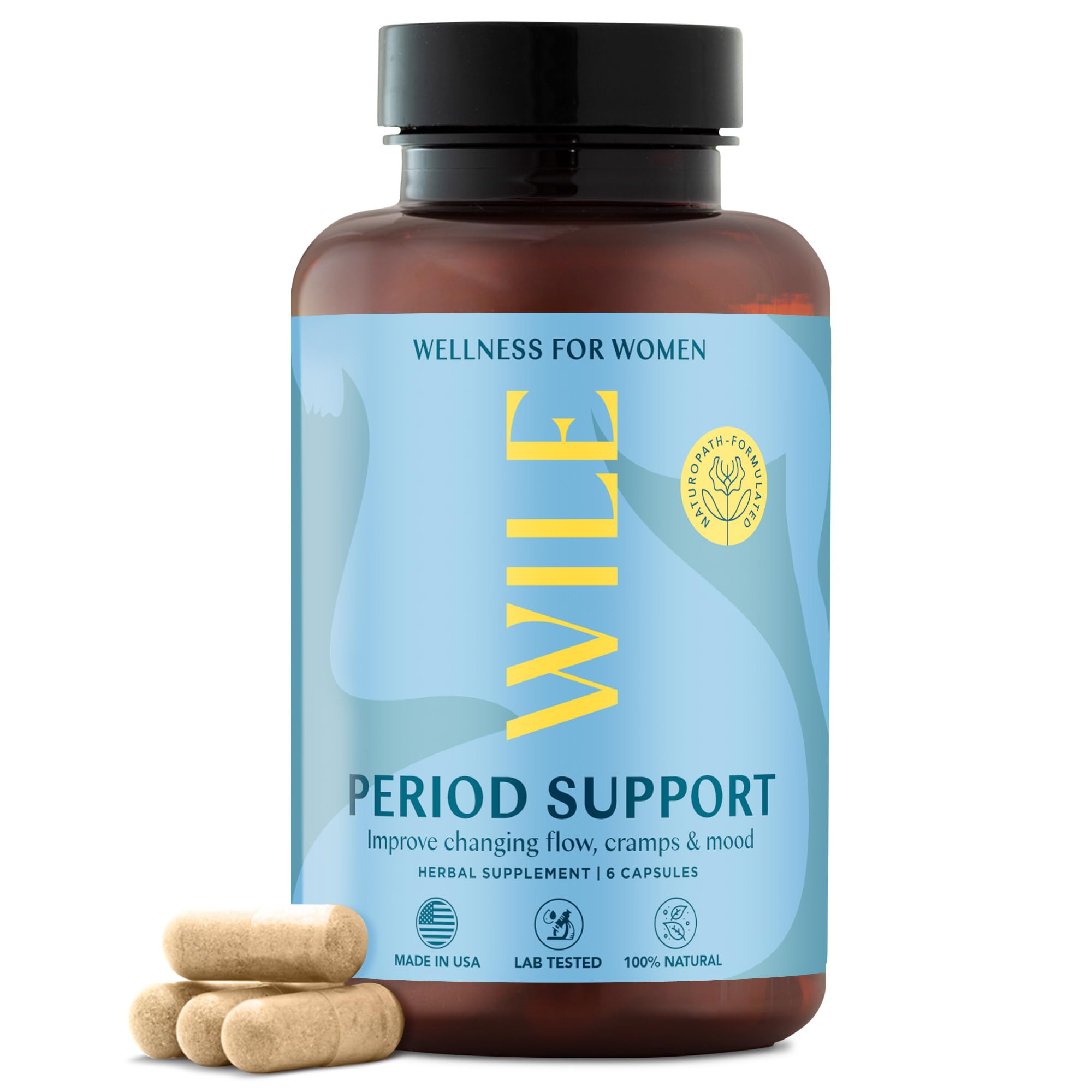 WILE Menopause and Perimenopause Supplements for Women - Menstrual Cramp, PMS and Heavy Period Relief with Dong Quai - Premenopausal Support for Hormone Balance & Improved Mood, Vegan, 30 Servings WILEAu supplements