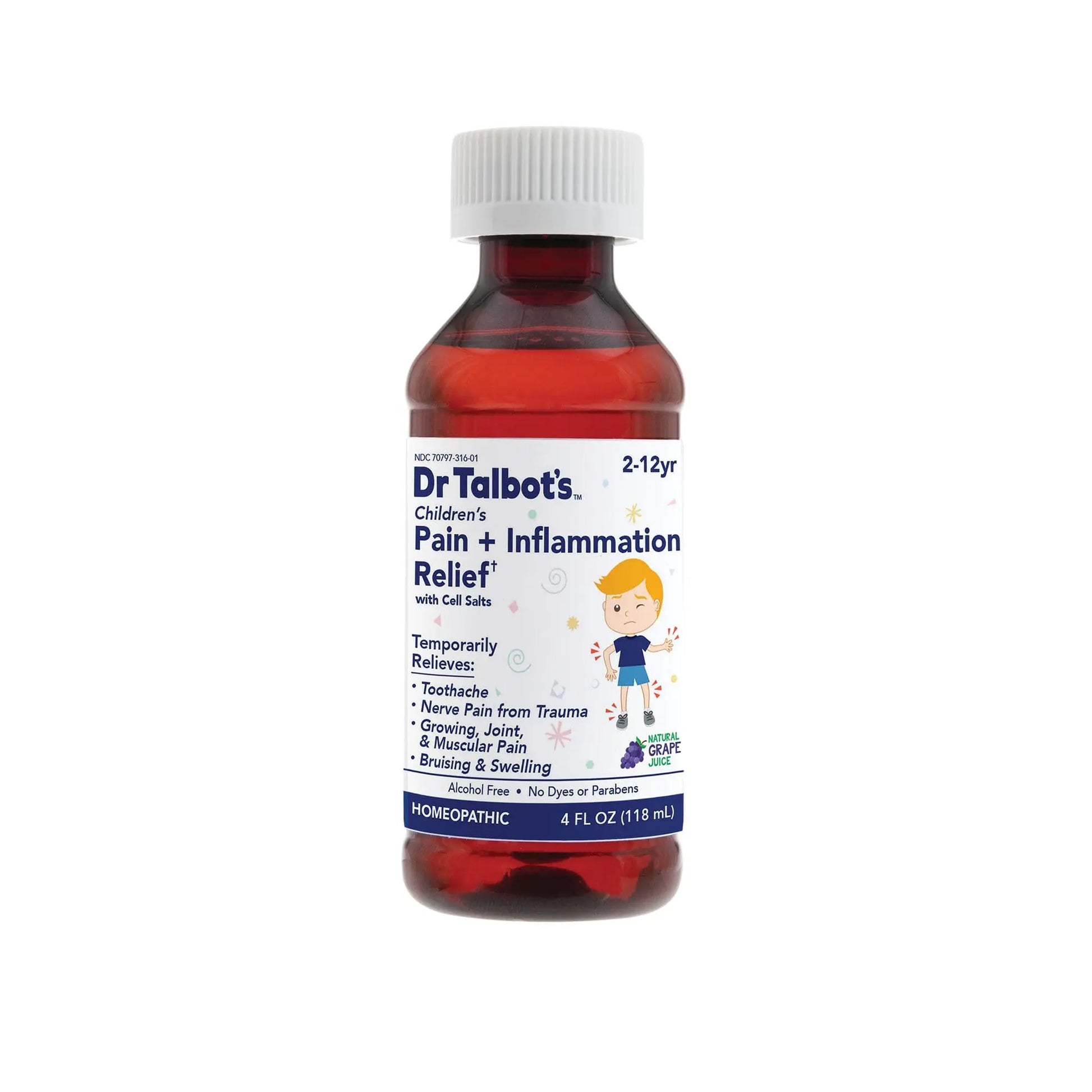 Dr. Talbot's Pain + Inflammation Relief Liquid Medicine for Children, Includes Dosage Cup, Grape Juice Flavor, 4 Fl Oz (Packaging May Vary) Dr. Talbot'sAu supplements