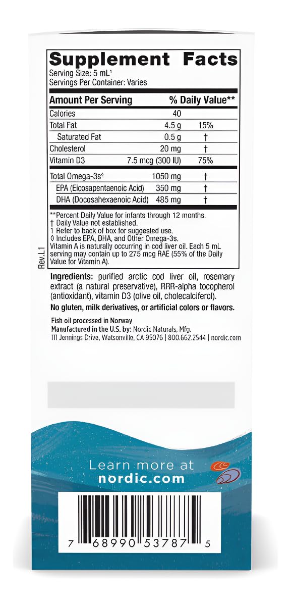 Nordic Naturals Baby’s DHA, Unflavored - 2 oz - 1050 mg Omega-3 + 300 IU Vitamin D3 - Supports Brain, Vision & Nervous System Development in Babies - Non-GMO - Servings May Vary Nordic NaturalsAu supplements
