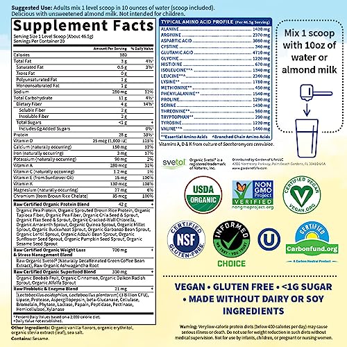 Garden of Life Raw Organic Fit Vegan Protein Powder Vanilla, 28g Plant Based Protein Garden of LifeUS supplements