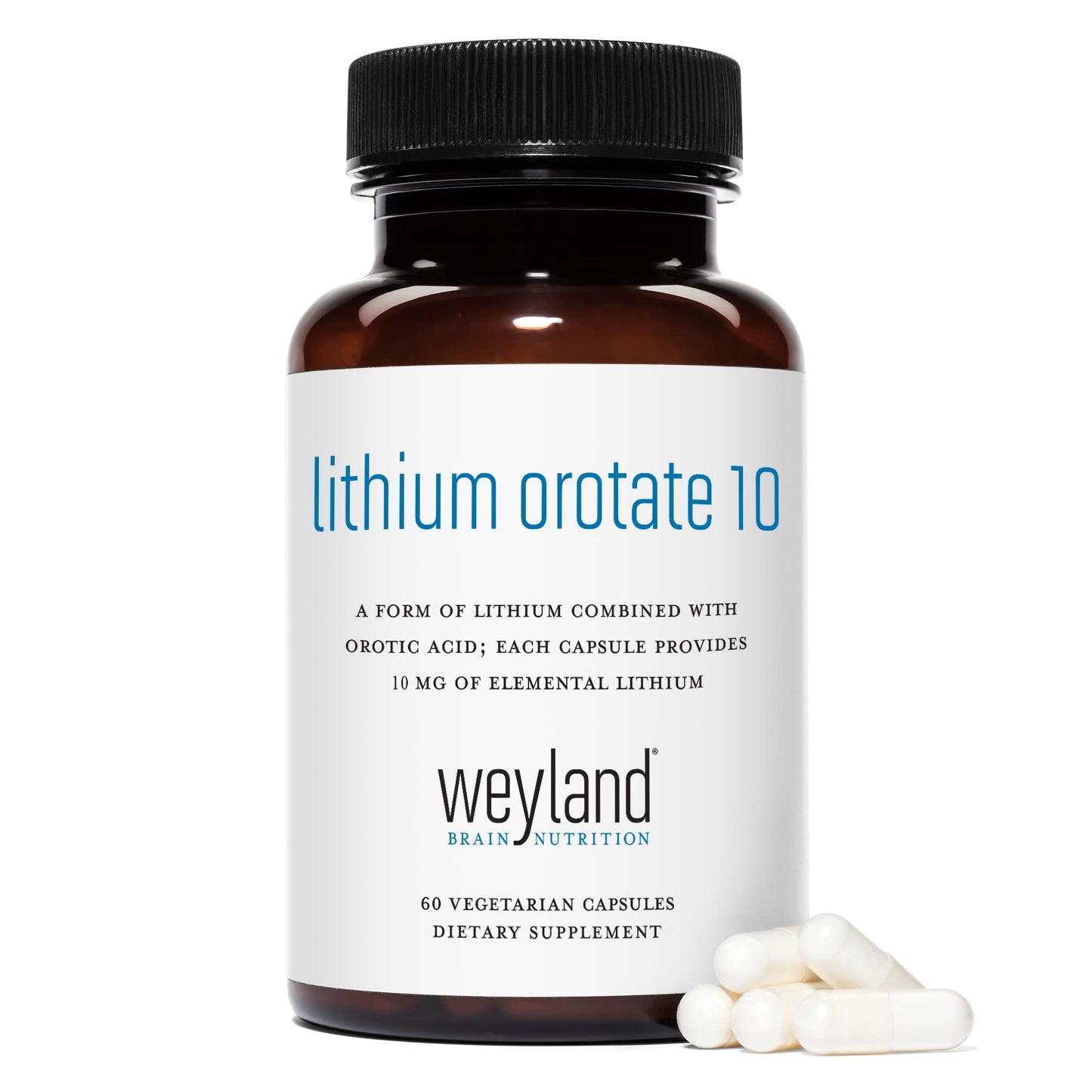 Weyland Brain Nutrition: Lithium Orotate 10mg (1 Bottle), 60 Vegetarian Weyland Brain NutritionUS supplements