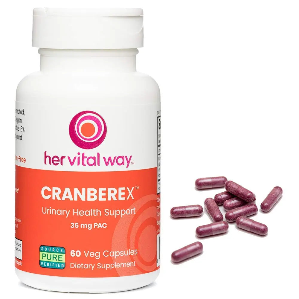 her vital way Cranberex - Cranberry Pills for Women and Men - Cranberry Supplement with 36mg PAC - Cranberry Extract Capsules for Urinary Tract Health and Kidney Care - 60 Veg Capsules her vital wayAu supplements