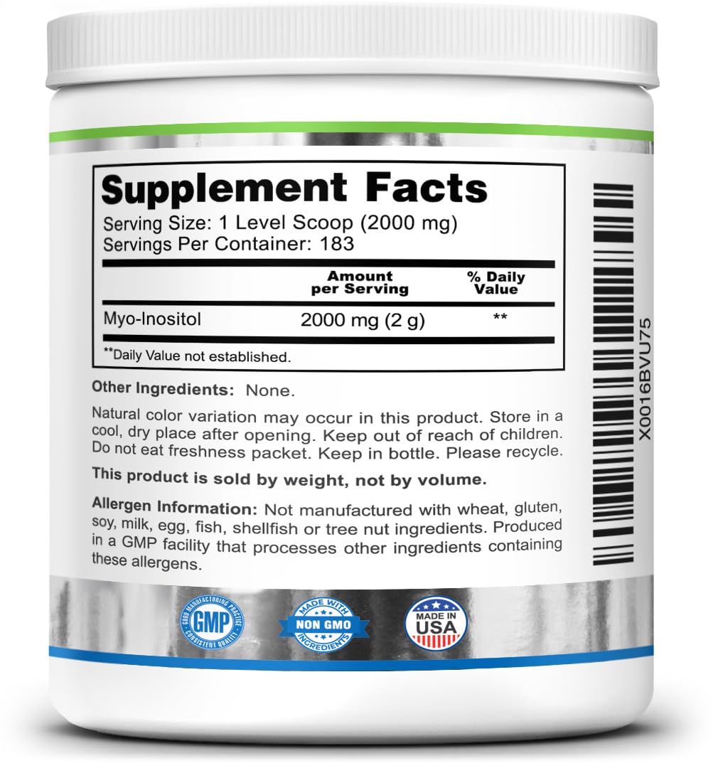 Zazzee Myo-Inositol Powder, 6 Month Supply, 183 Servings, 2000 mg per Serving ZazzeeUS supplements