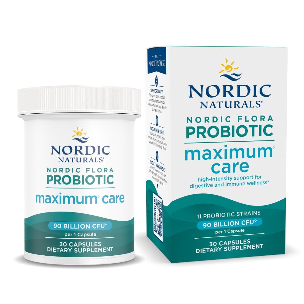Nordic Naturals Nordic Flora Probiotic Maximum Care, 30 Capsules, 11 Probiotic Strains for Daily Immune and Digestive Health Support, Vegan, 30 Servings Nordic NaturalsAu supplements