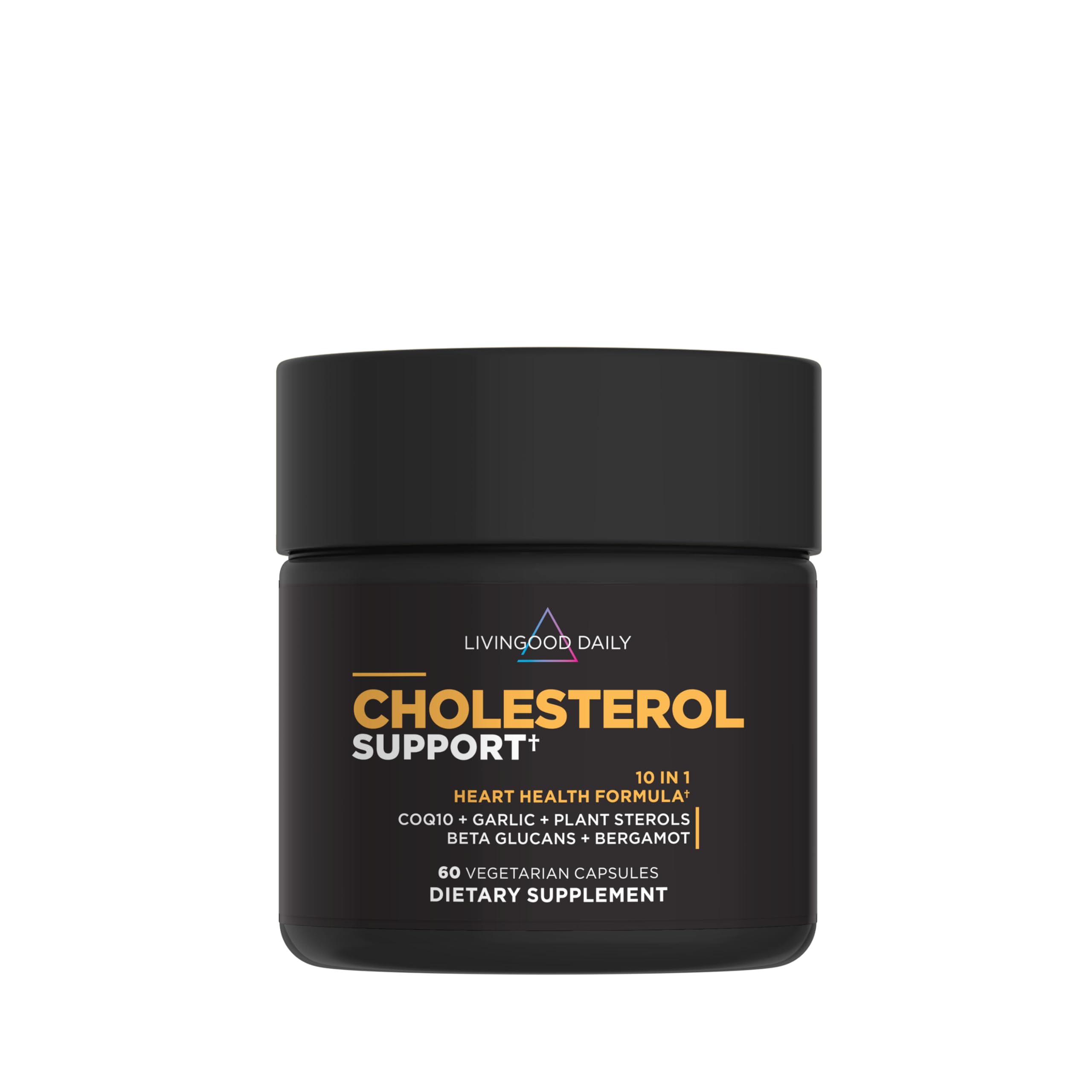 Livingood Daily Cholesterol Support Supplement with Garlic, CoQ10, Vitamin E, Bergamot, Plant Sterols for Body and Heart Health Support, Supports LDL and Triglycerides, Gluten Free, Vegan, 60 Capsules Livingood DailyAu supplements