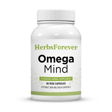 Herbsforever Omega Mind - Support Brain Function, Cognitive, Memory, Mental Clearity |Consentration,with Bacopa, Ashwagandha, Mucuna 10 Ayurvedic Herb Extracts|90 Veg Capsules|800 mg HerbsforeverAu supplements