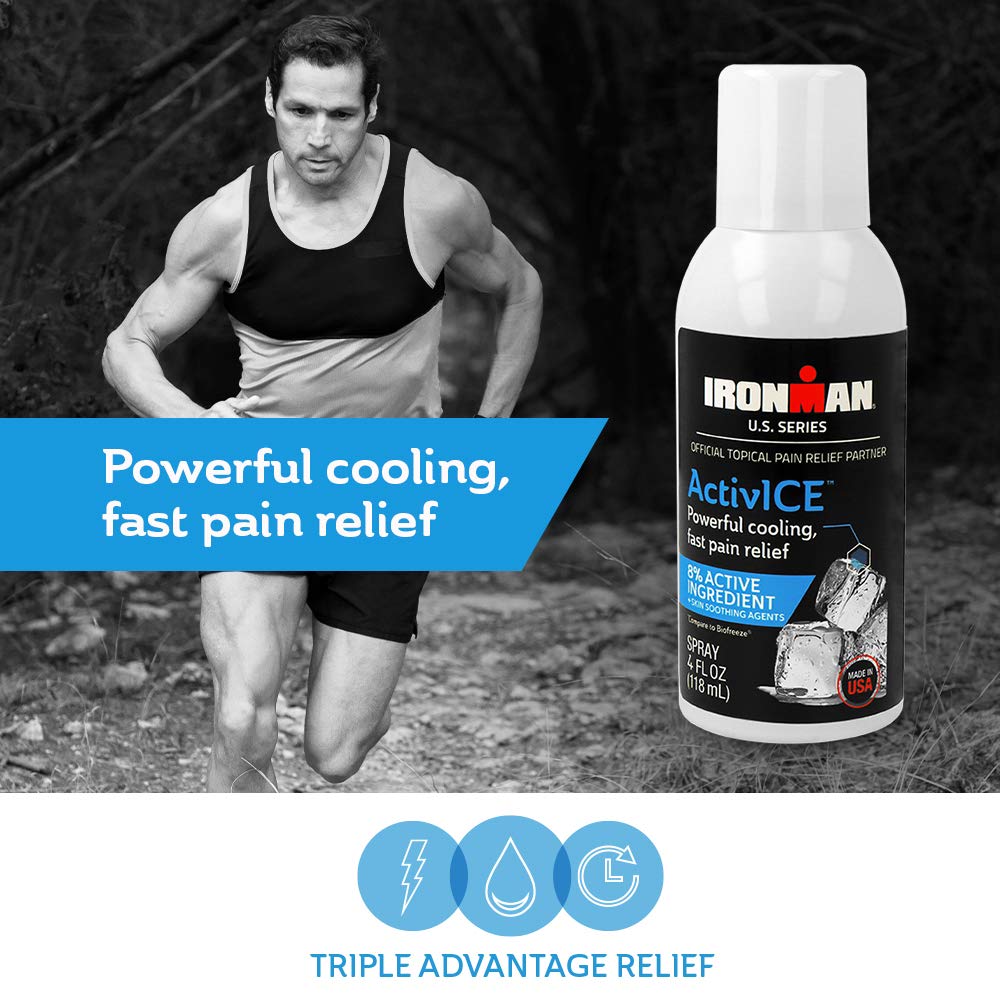 Curad IRONMAN ActivICE Cooling Spray, Topical Pain Relief for Arthritis, Joint, Muscle, Back & Body Aches & Pain, 4 oz (1 count) CuradAu supplements