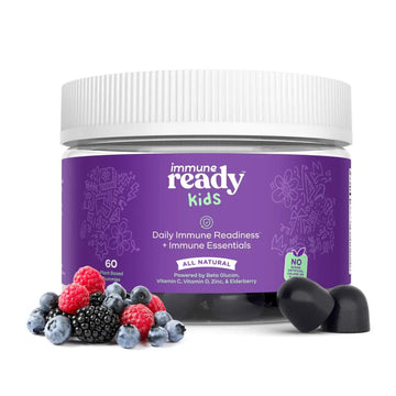 Immune Ready™ Kids Multivitamin Gummies – Mixed Berry Flavor – Sugar-Free Daily Kids Immune Support with Beta Glucan, Elderberry Immune ReadyAu supplements