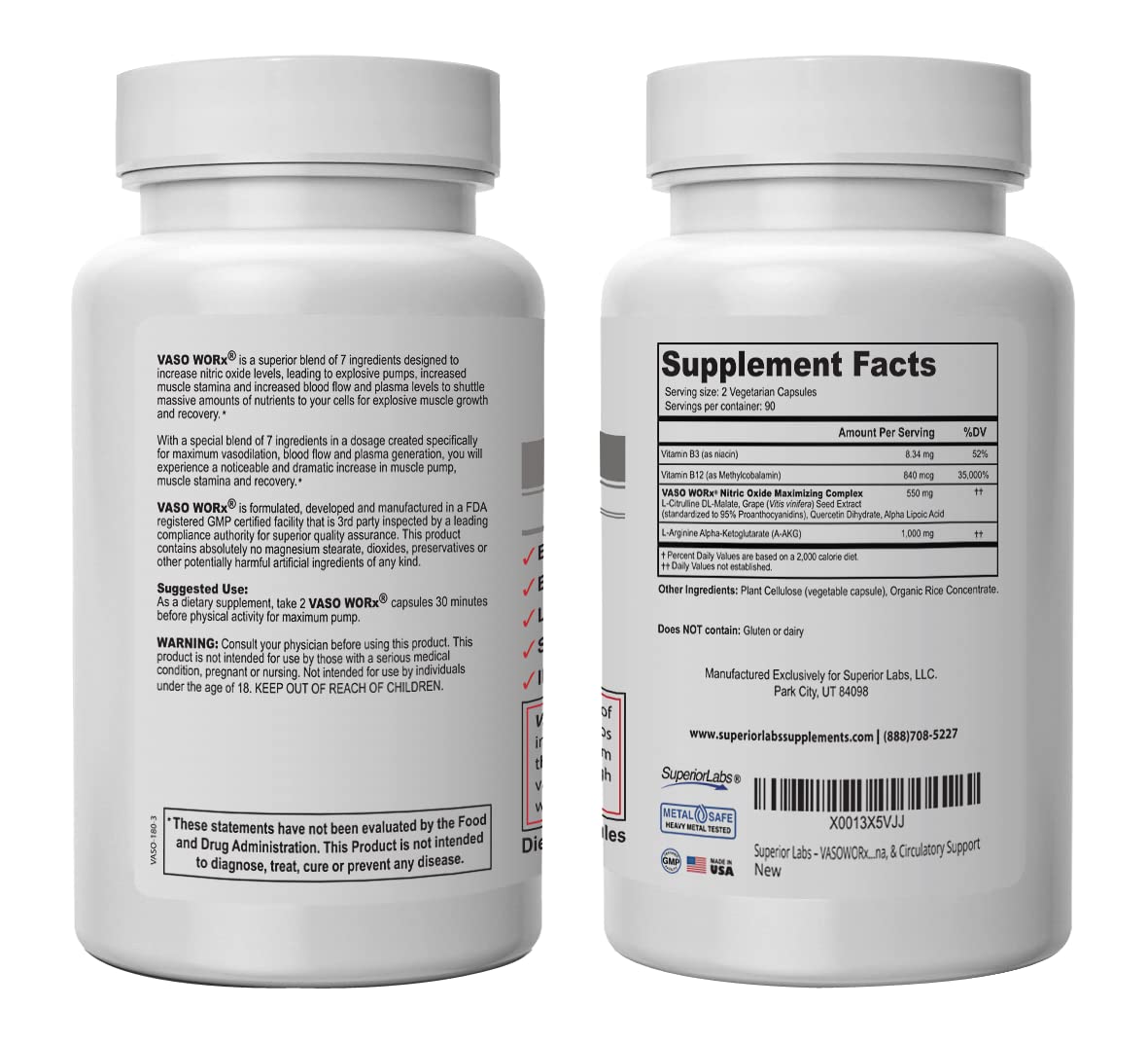 Superior Labs – VASOWORx  – Nitric Oxide Supplement – Extra Strength - 1,600 mg Superior LabsAu supplements