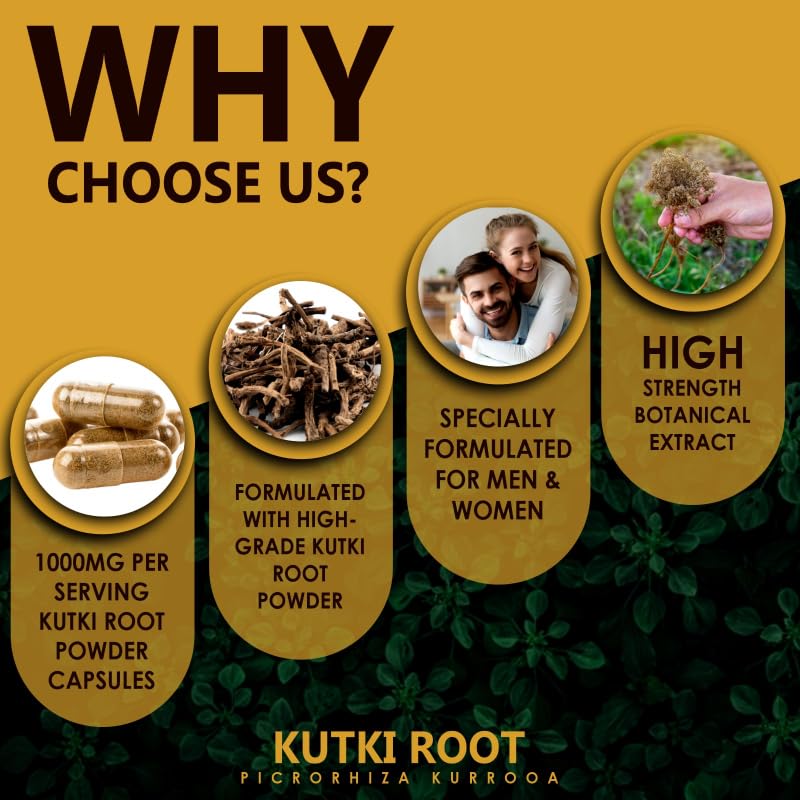Earth BOTANIC Organic Kutki Root Powder 1000mg 120 Capsules (Picorohiza Kurrooa) Earth BOTANIC OrganicAu supplements