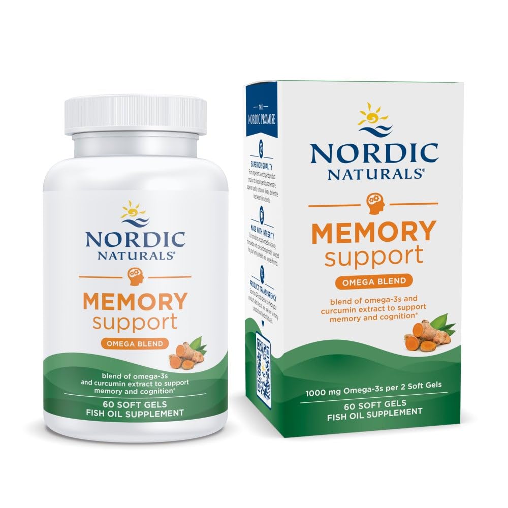 Nordic Naturals Memory Support with Curcumin - 60 Soft Gels - 1000 mg Omega-3 + 400 mg Optimized Curcumin - Memory, Cognition - Contains Phosphatidylcholine & Huperzine A - Non-GMO - 30 Servings Nordic NaturalsAu supplements