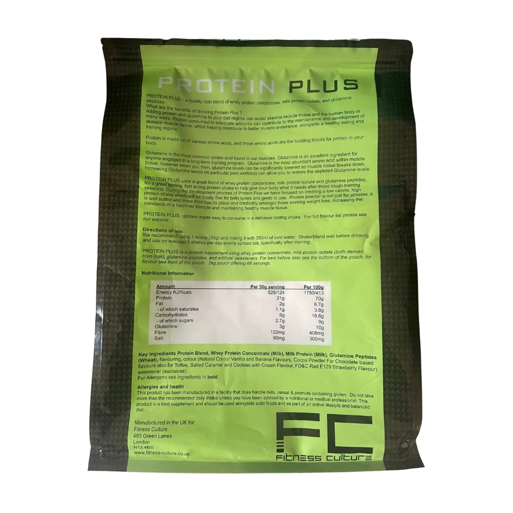 Fitness Culture Protein Plus, Whey Protein Powder with Added Glutamine, Immune and Digestive System Support GenericAu supplements