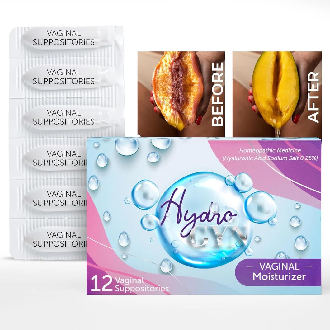 Hydro GYN Vaginal Moisturizer | Long Lasting for Vaginal Dryness & Irritation | Hyaluronic Acid & Vitamin E | Feminine Care Hormone Free | Pre and Post Menopausal | 12 Vaginal Suppositories Terramed Just Think ComfortUS supplements