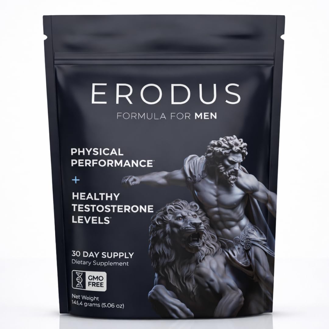 ERODUS Formula for Men - Advanced Testosterone Support Powder - Energy & Gym Supplement for Men - Supports Healthy Testosterone Levels & Physical Performance - with Ashwagandha (30 Day Supply) ERODUSAu supplements