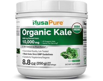 NusaPure Organic Kale Powder Extract 10:1 - Suitable for Vegetarian/Vegan, Non- GMO - 10,000 mg - 250 Capsules NusaPureAu supplements