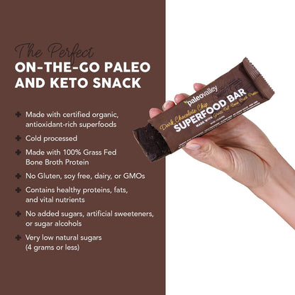 Paleovalley Superfood Bars – Dark Chocolate Chip– 10 Pack – 9g Protein per Bar – Gluten-Free, Grain-Free, Paleo, Non-GMO – On-the-Go Snack PaleovalleyUS supplements