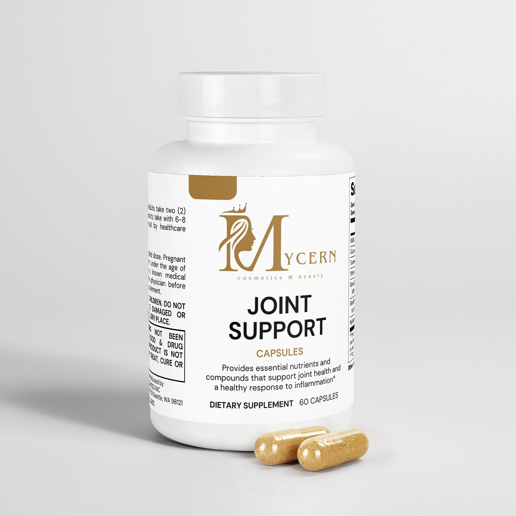 Joint Support Supplement – 60 Caps – MSM, Glucosamine HCl, Turmeric Supplement, Boswellia, Hyaluronic Acid Capsules & Black Pepper, Flexibility, Mobility & Comfort Joint Health – Made in USA MycernAu supplements
