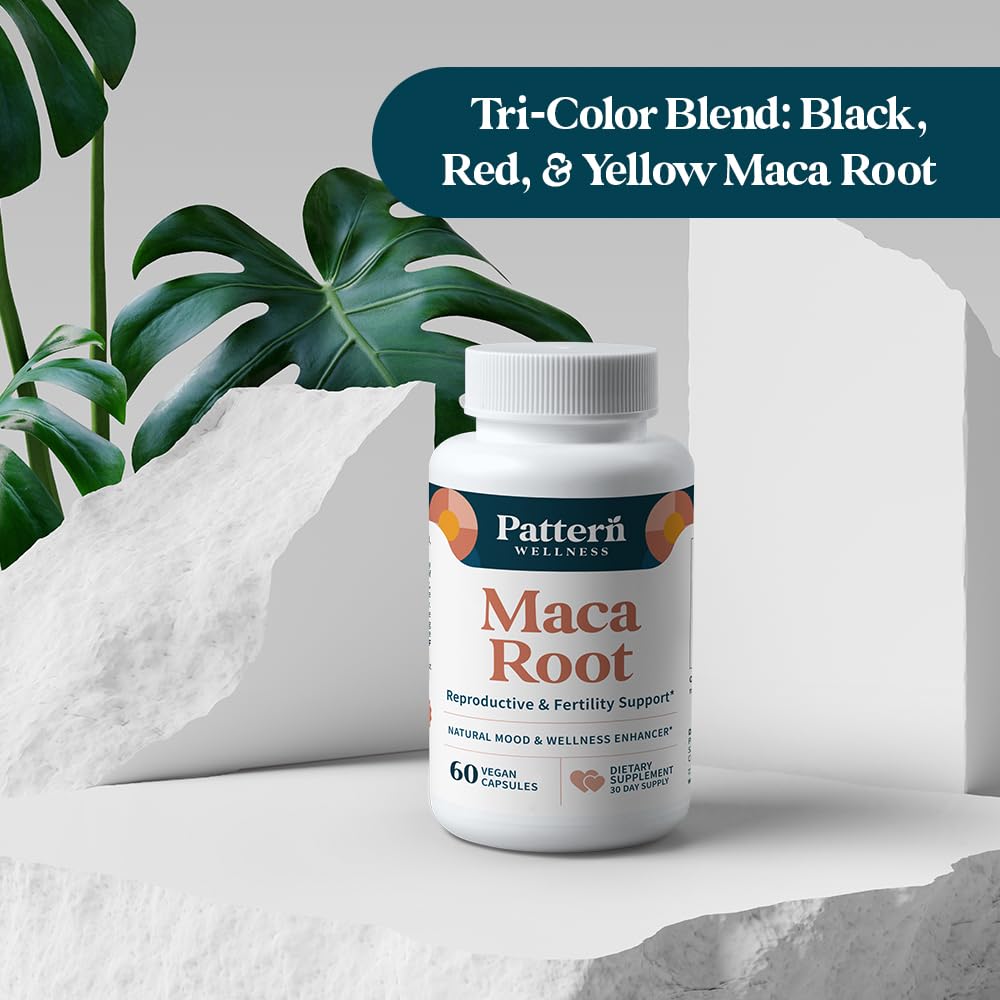 Pattern Wellness Maca Root Extract 20:1-500mg Per Serving – for Men & Women – Tri-Color Black/Red/Yellow Blend – 60 Vegan, Non-GMO Capsules Pattern WellnessAu supplements