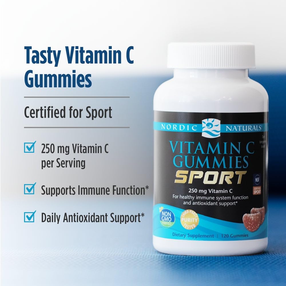 Nordic Naturals Vitamin C Gummies Sport, Tart Tangerine - 120 Gummies - 250 mg Vitamin C - Antioxidant Protection - NSF Certified - Non-GMO, Vegan - 60 Servings Nordic NaturalsAu supplements