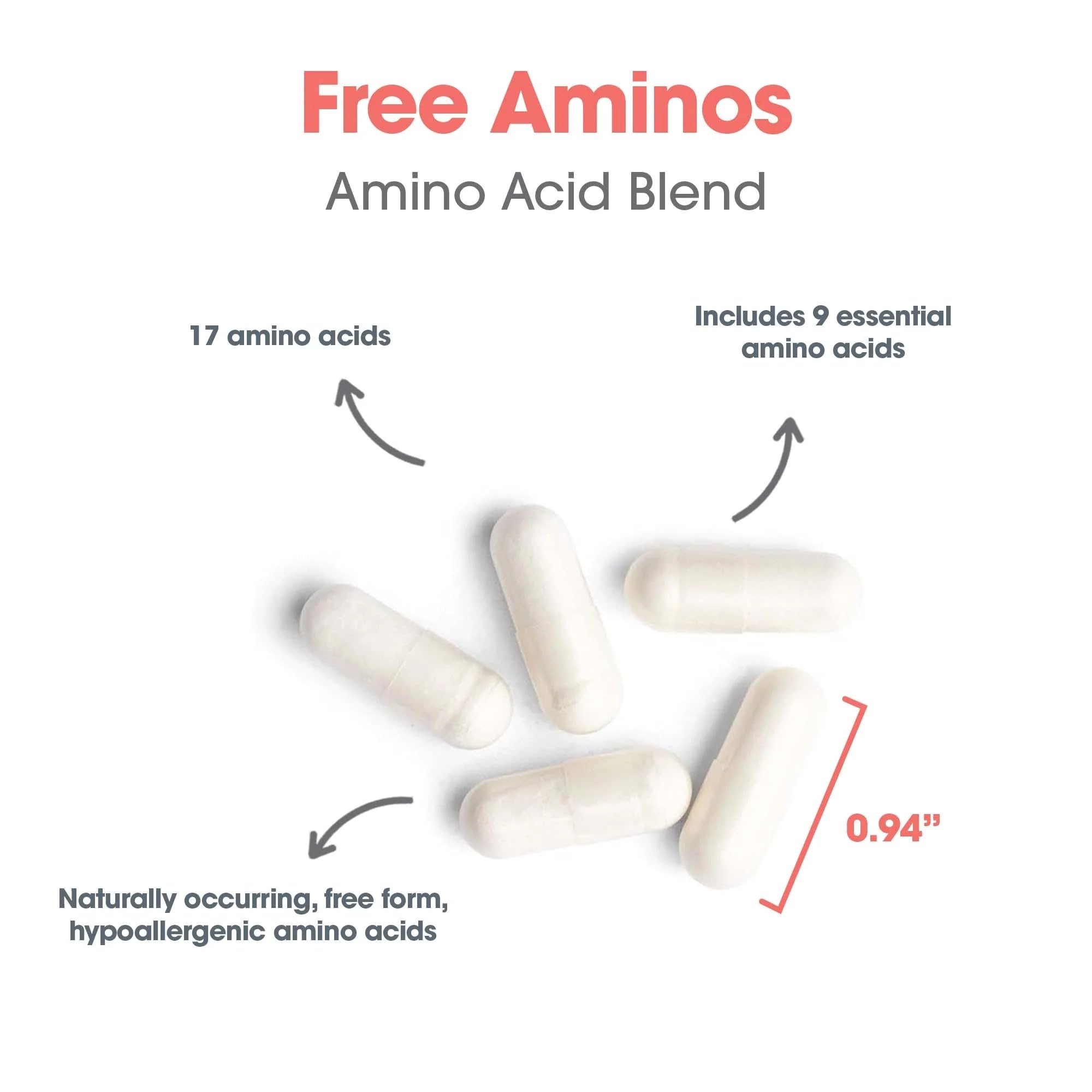 Nutricology Free Aminos Supplement - Essential Amino Acids Complex, Lean Muscle Mass Support, Vegetarian Capsules - 100 Count Allergy Research GroupAu supplements