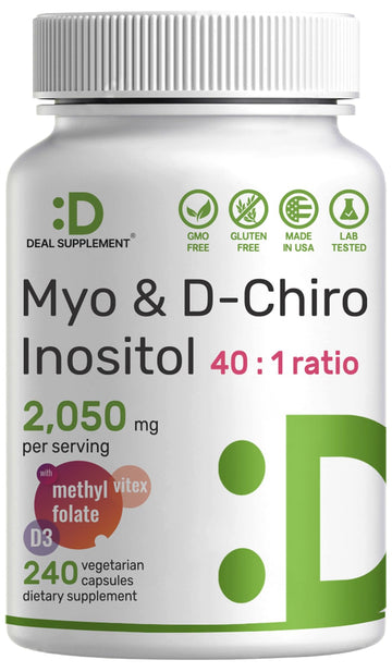 Myo-Inositol & D-Chiro Inositol Supplement (40:1) 2,050mg Per Serving, 240 Veggie Cap DEAL SUPPLEMENTUS supplements